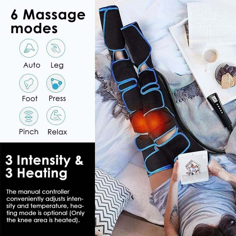 Leg Massager with Heat and Compression, Foot Massager for Circulation and Pain Relief